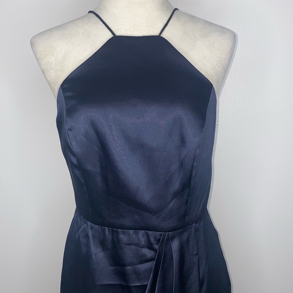 After Six NWT halter charmeuse midi bridesmaid dress size 8 midnight - Picture 6 of 13